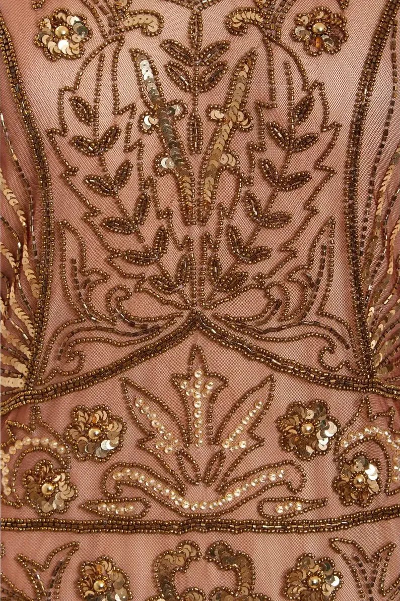 Embellished Bronze 1920s Style Flapper Dress - Formal Dresses - Occasion by Lucy