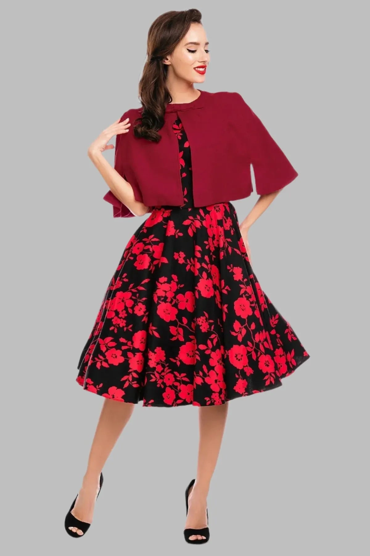 Glamorous 50s Style Cape with Bow Detail - Shrugs - Occasion by Lucy