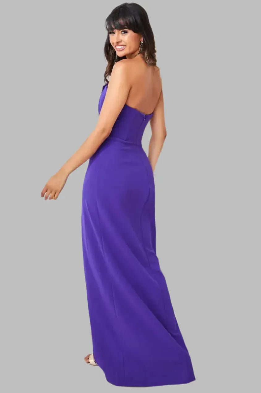 Satin Trim Wrap Maxi Dress With Thigh Split - Maxi Dresses - Occasion by Lucy