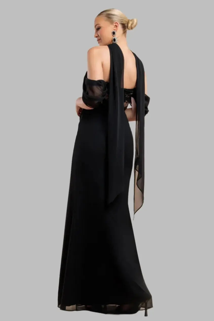 Scalloped Lace Corset and Chiffon Maxi Dress - Maxi Dresses - Occasion by Lucy