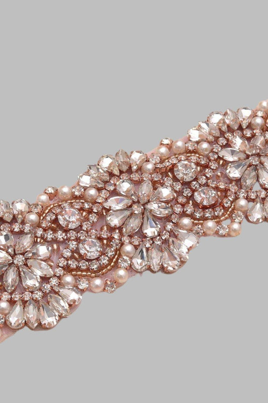 Amalia Rose Gold pearl and Diamante Wedding Belt - Bridal Belts - Occasion by Lucy