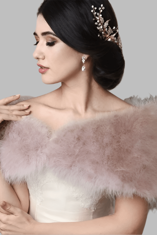 Blush Pink Vintage Inspired Marabou Feather Shrug - Shrugs - Occasion by Lucy