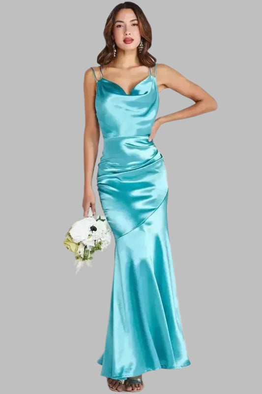 Cowl Neck Satin Strappy Maxi Bridesmaid Dress - Bridesmaid Dresses - Occasion by Lucy