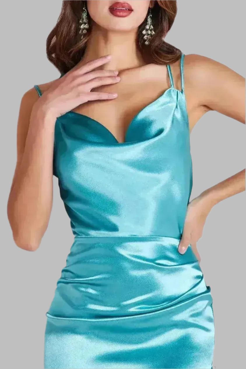 Cowl Neck Satin Strappy Maxi Bridesmaid Dress - Bridesmaid Dresses - Occasion by Lucy