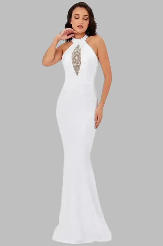 Halter Neck Open Back Embellished Wedding Dress - Halter Neck Wedding Dresses - Occasion by Lucy