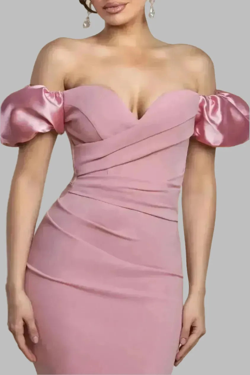Puffy Satin Sleeve Maxi Dress - Maxi Dresses - Occasion by Lucy