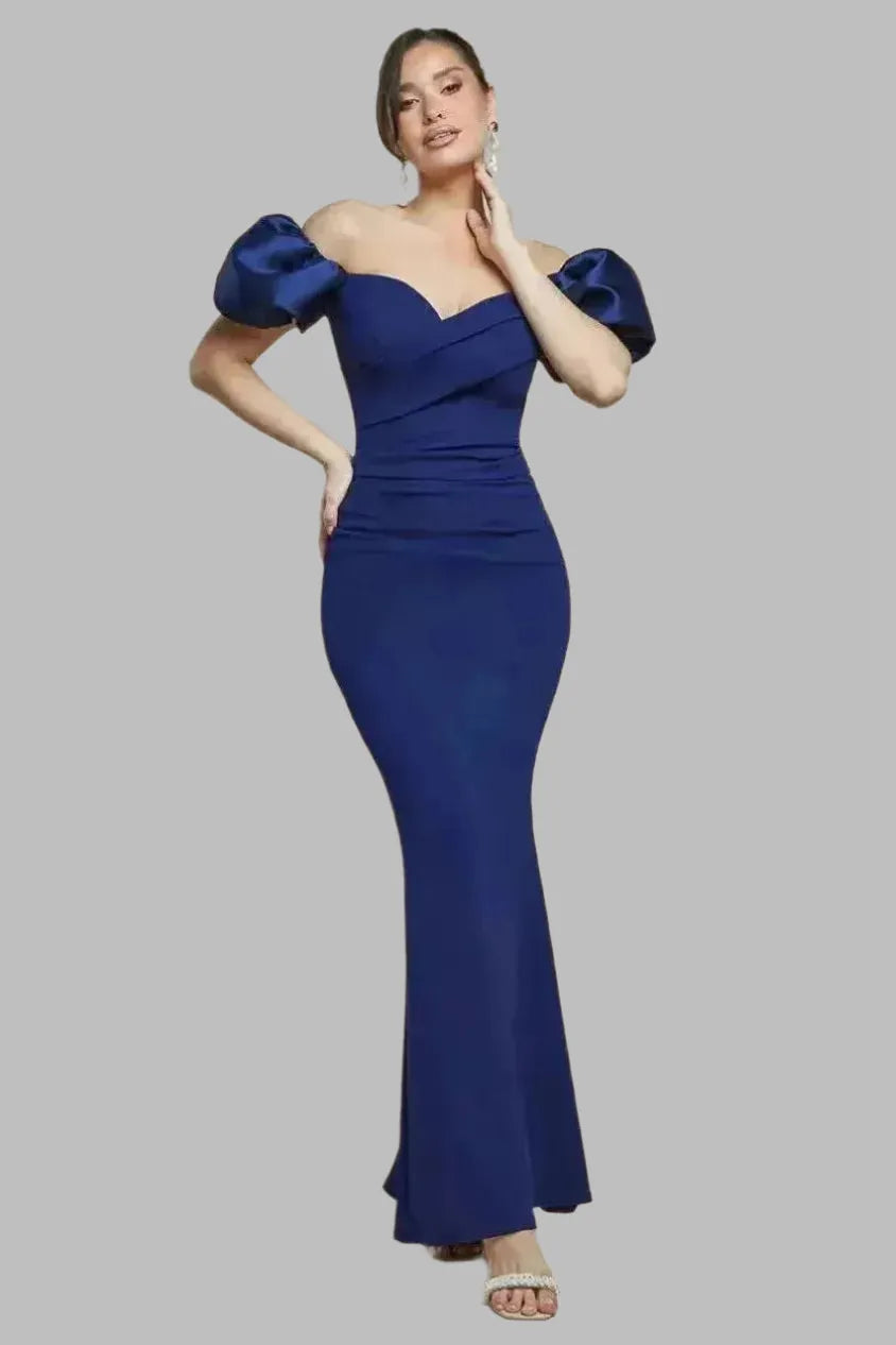 Puffy Satin Sleeve Maxi Dress - Maxi Dresses - Occasion by Lucy