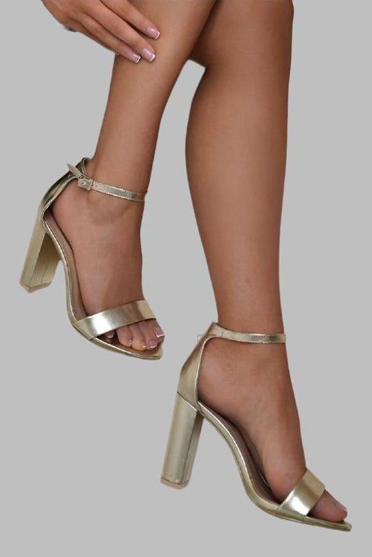 Rose Party Block High Heels - Gold - Block Heels - Occasion by Lucy