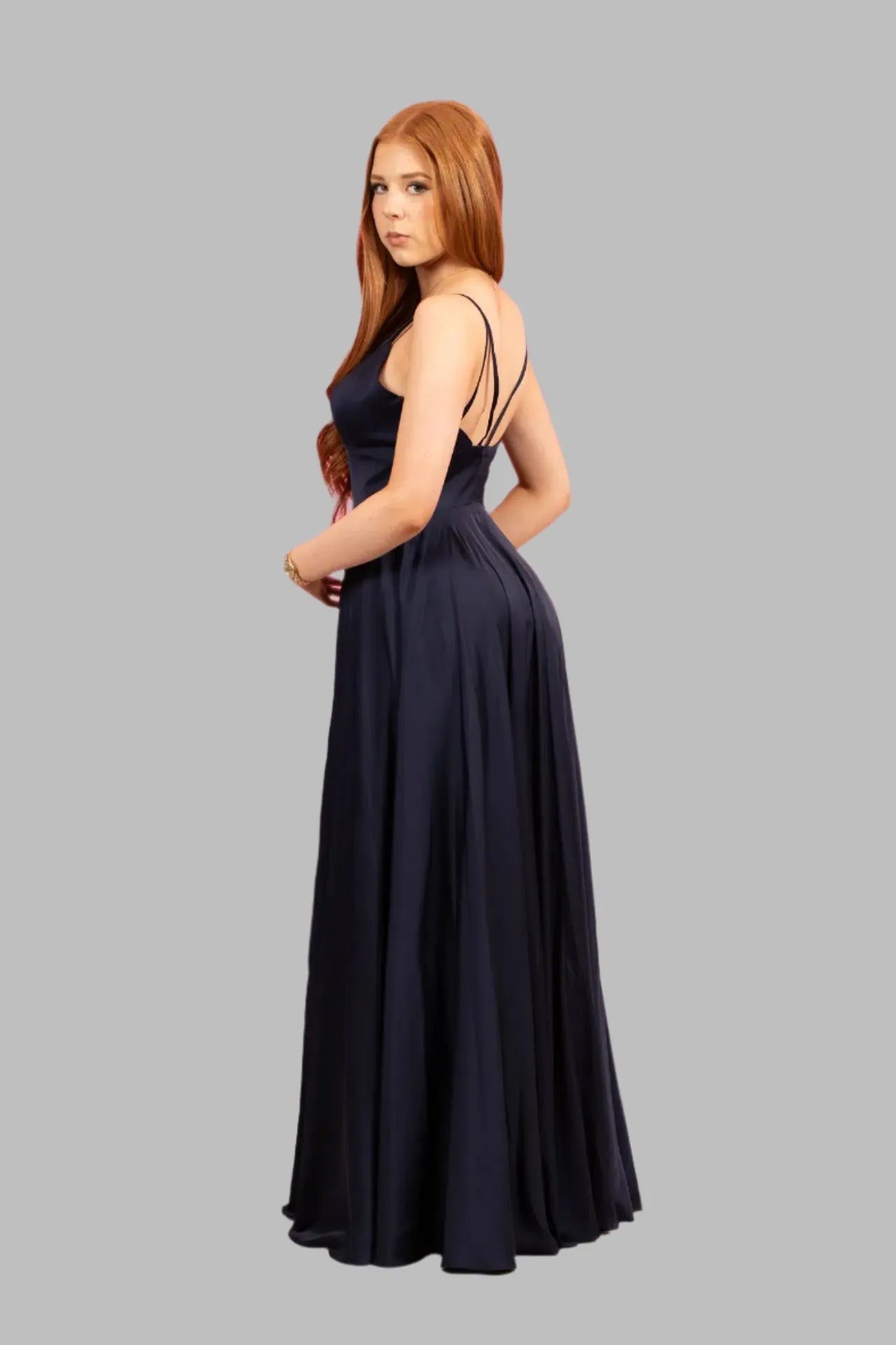 Satin Structured Bodice Maxi Dress with Shoe String Straps - Maxi Dresses - Occasion by Lucy