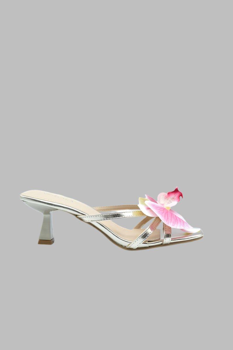 Strappy Low Heel Shoes with Flower - Low Heel - Occasion by Lucy