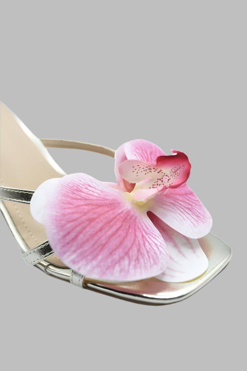 Strappy Low Heel Shoes with Flower - Low Heel - Occasion by Lucy