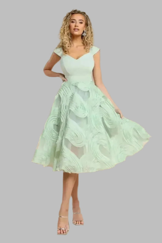 Textured Chiffon A Line Midi Dress - Midi Dresses - Occasion by Lucy