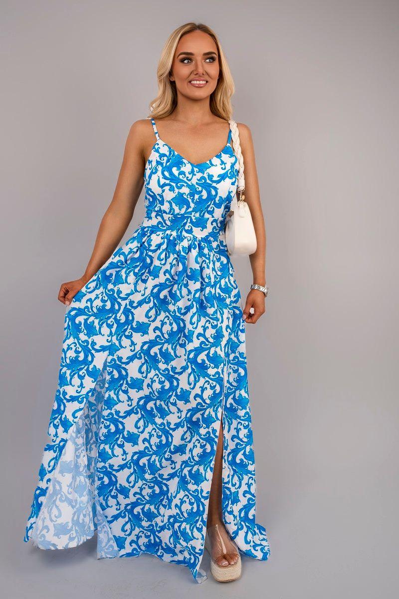 V Neck Spaghetti Strap Maxi Dress with All Over Print - Maxi Dresses - Occasion by Lucy